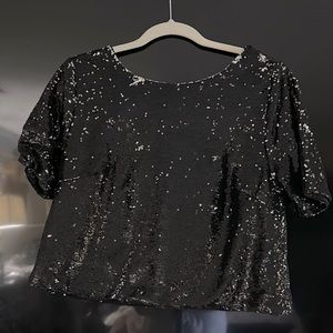 Top shop black shiny shirt